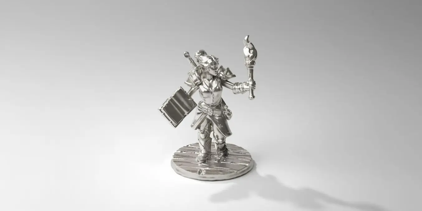 Non devi ridurti sul lastrico per stampare miniature in metallo non ti deve ridurre sul lastrico: questa statuetta di un esploratore costa l'equivalente di 8 $ in peltro.
