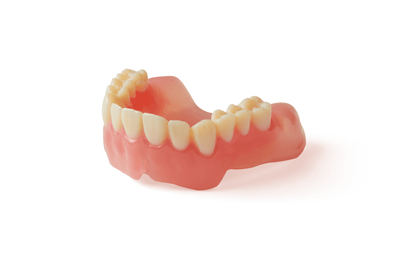 3D printed digital dentures including teeth and base, fully assembled