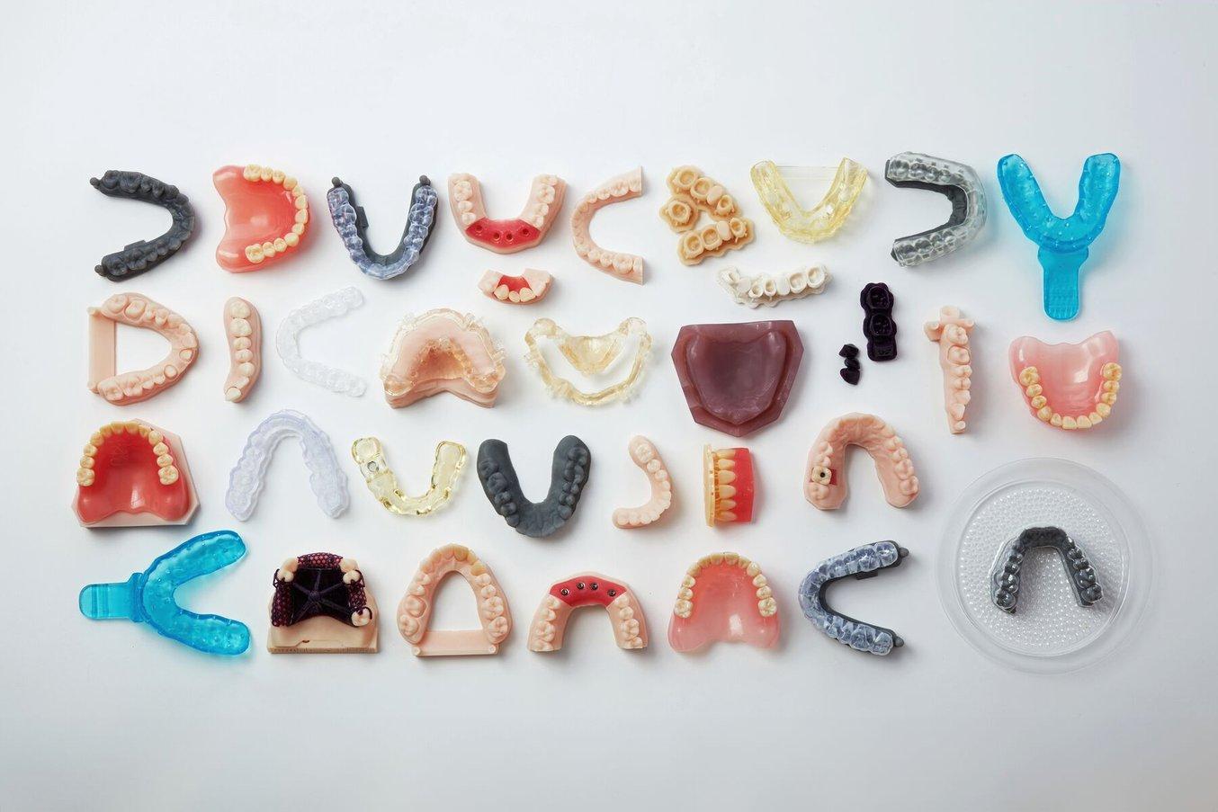 Dental parts printed in a range of resins
