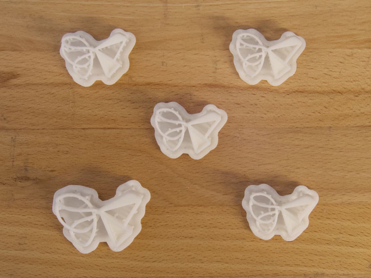 Top view of finished prints.
