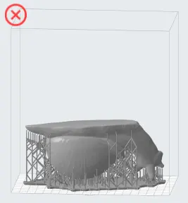 A part whose branching features print separately before merging, increasing the risk of a print failure