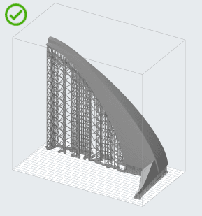 A long part with its heaviest features oriented towards the build platform