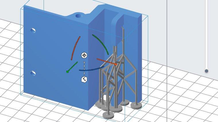 Part on the build platform with some supports
