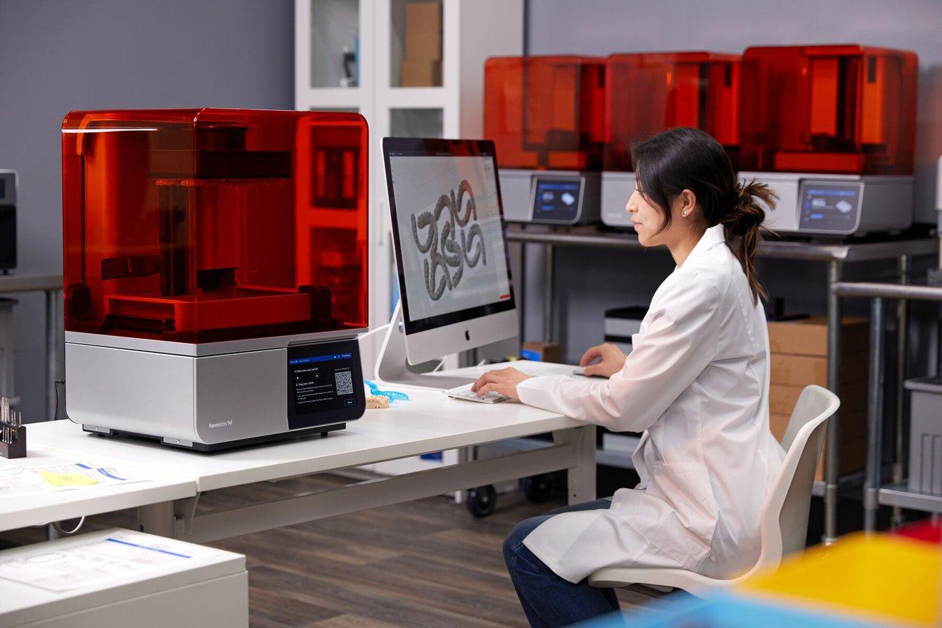 Form 4 dental 3D printer in a lab setting
