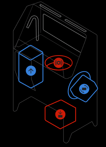 Fuse Sift touchscreen showing red cartridge drawer icon