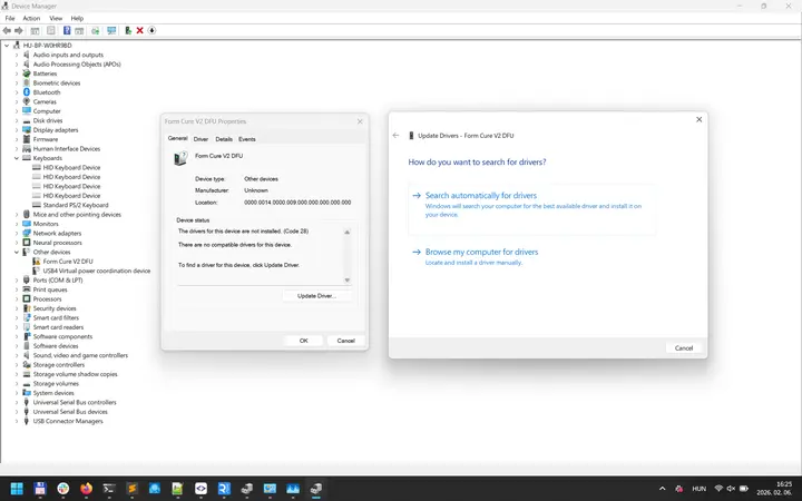 Updating Form Wash or Form Cure drivers on Windows