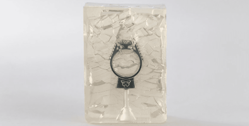 Ring encased in clear material