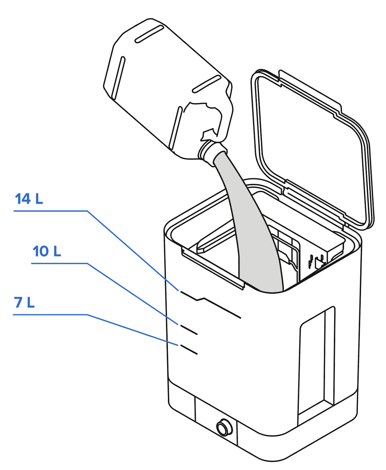 Form Wash V2の洗浄バケットに溶剤を注ぐ