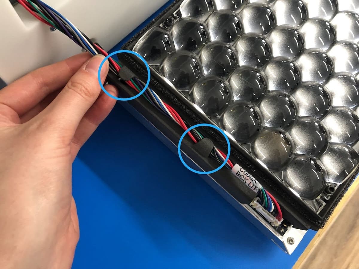 Routing the Form 4 backlight driver cable along the Backlight Unit