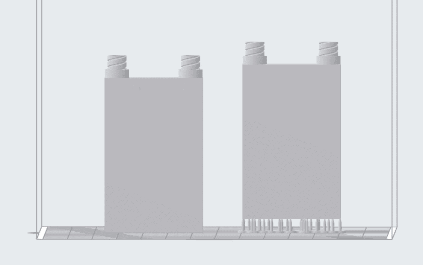 Screenshot of PreForm with one part flat to Build Platform and one on supports