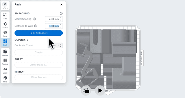 Screenshot of SLS parts in PreForm