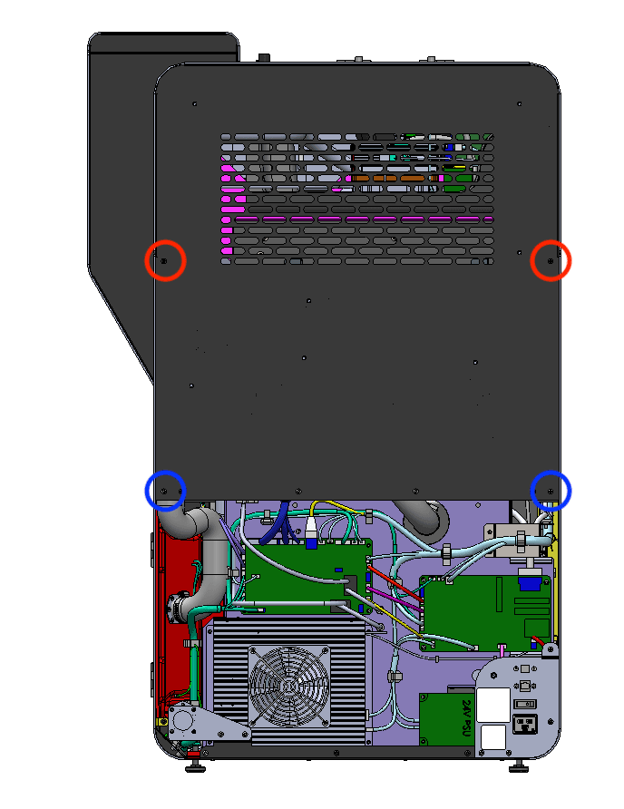 Step 7: Remove the upper rear panel screws
