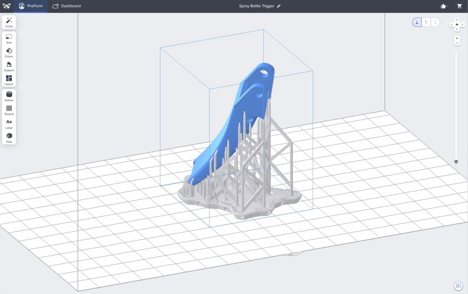Opaque support structure in PreForm