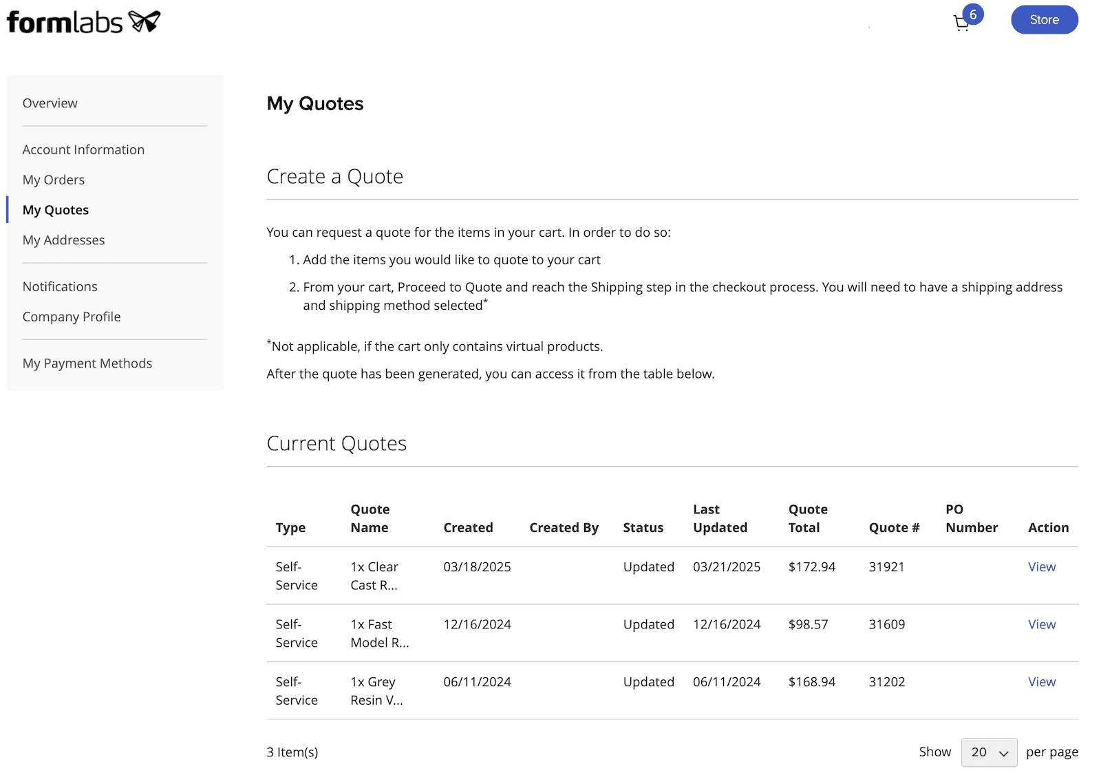 Dashboardで全ての見積もりを表示する