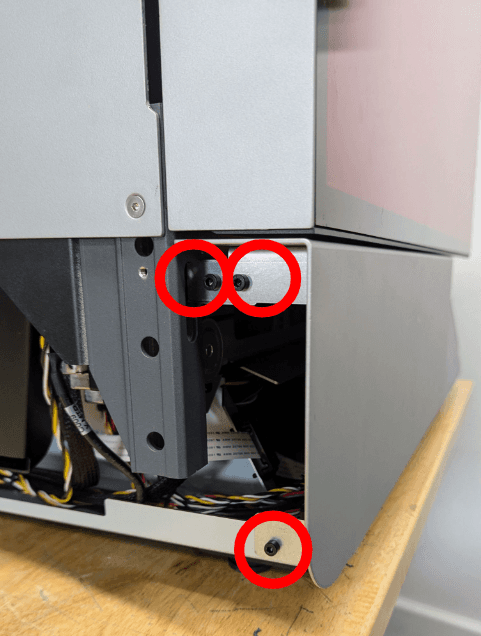 Secure the left front panel retention screws