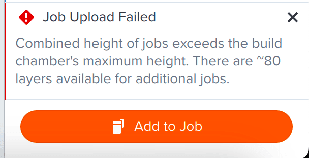 Job Upload Failed error message in PreForm