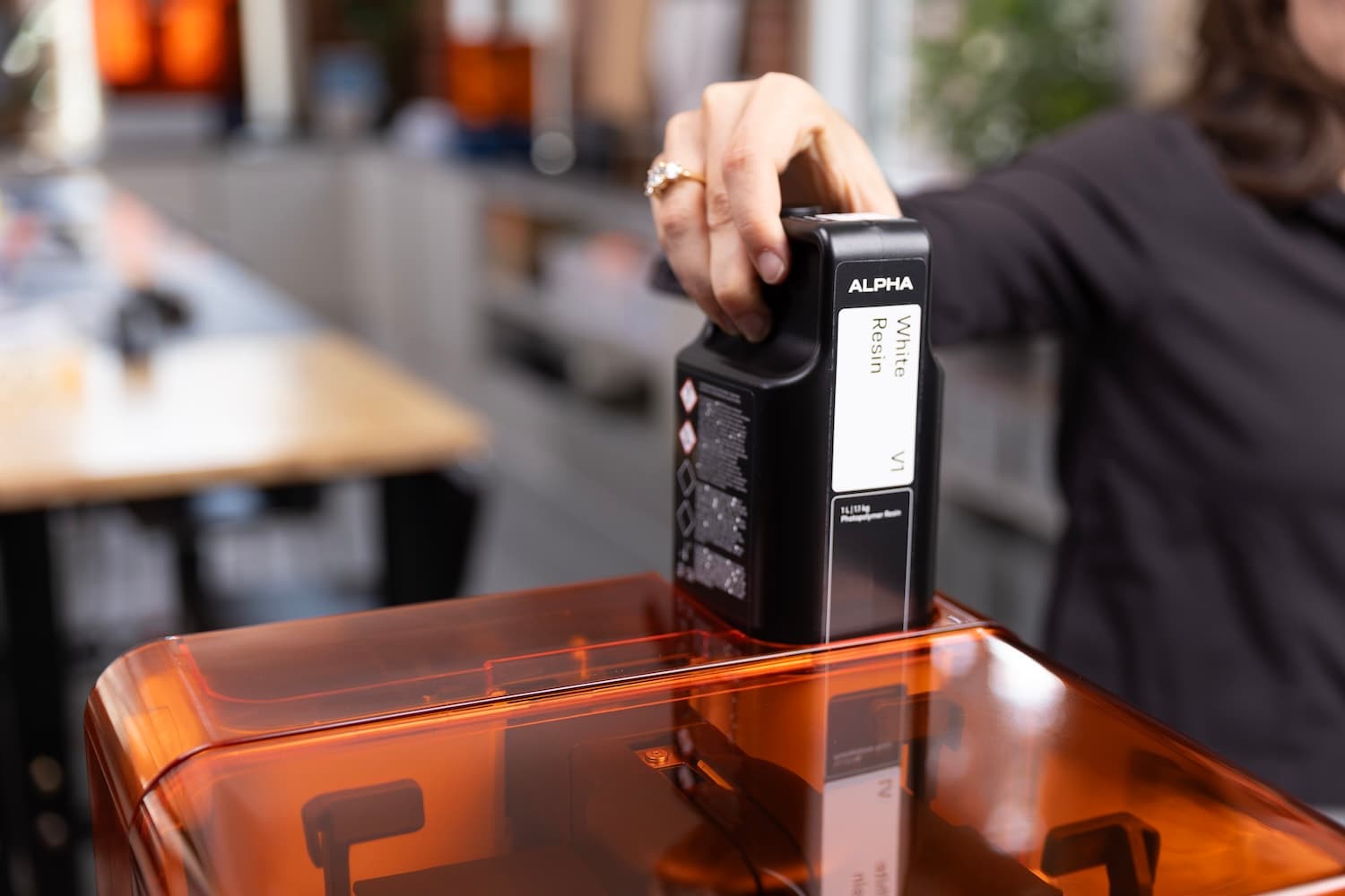 Inserting a resin cartridge into the Form Studio 1