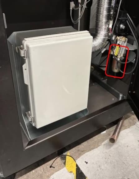 Standort des Gasansaugfilters des Fuse X1