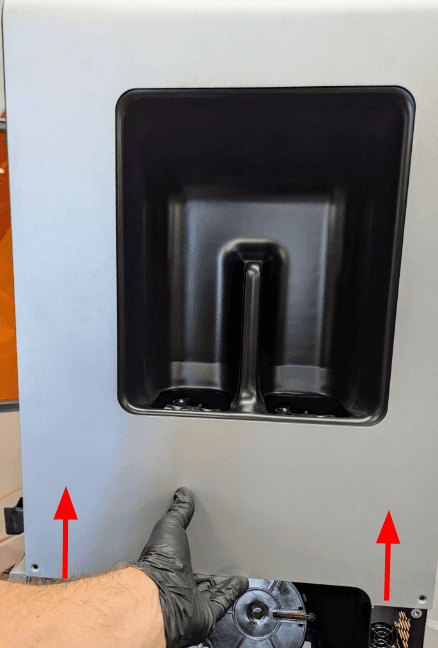 Separate the upper right panel from the printer