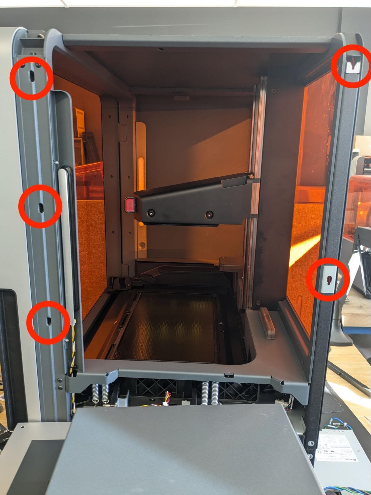 Upper right panel screws