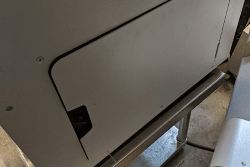 The cabinet door on the Fuse 1 is closed