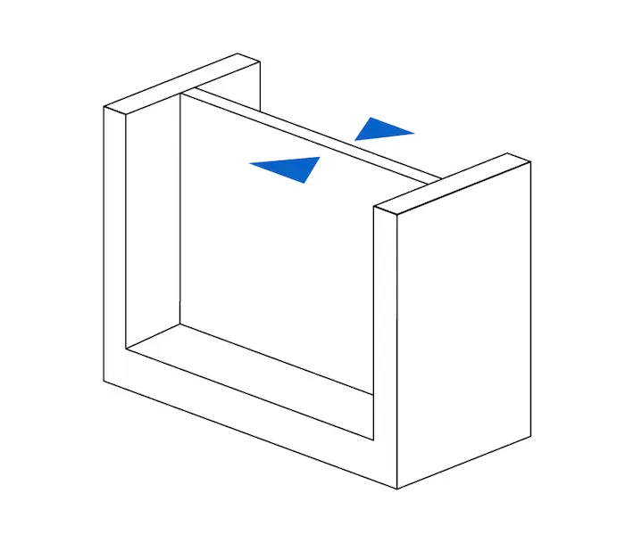 Diagram with arrows pointing to wall thickness