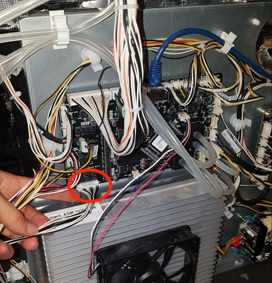 Install the new build chamber socket & cable harness