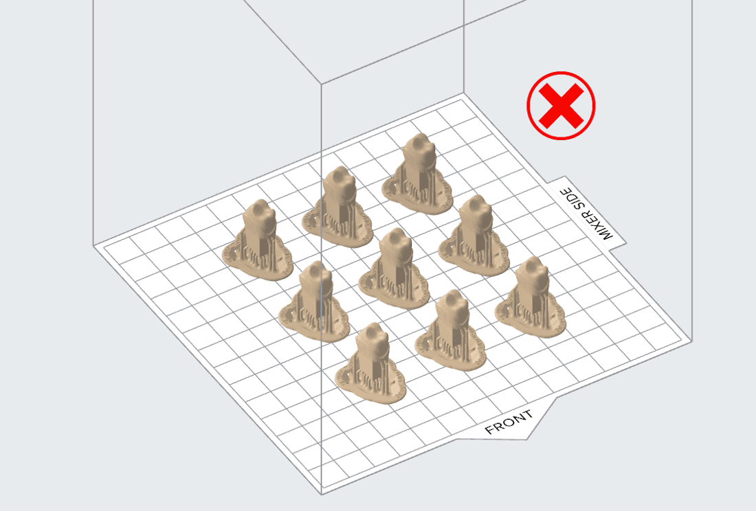 Small parts arranged in PreForm with separate rafts
