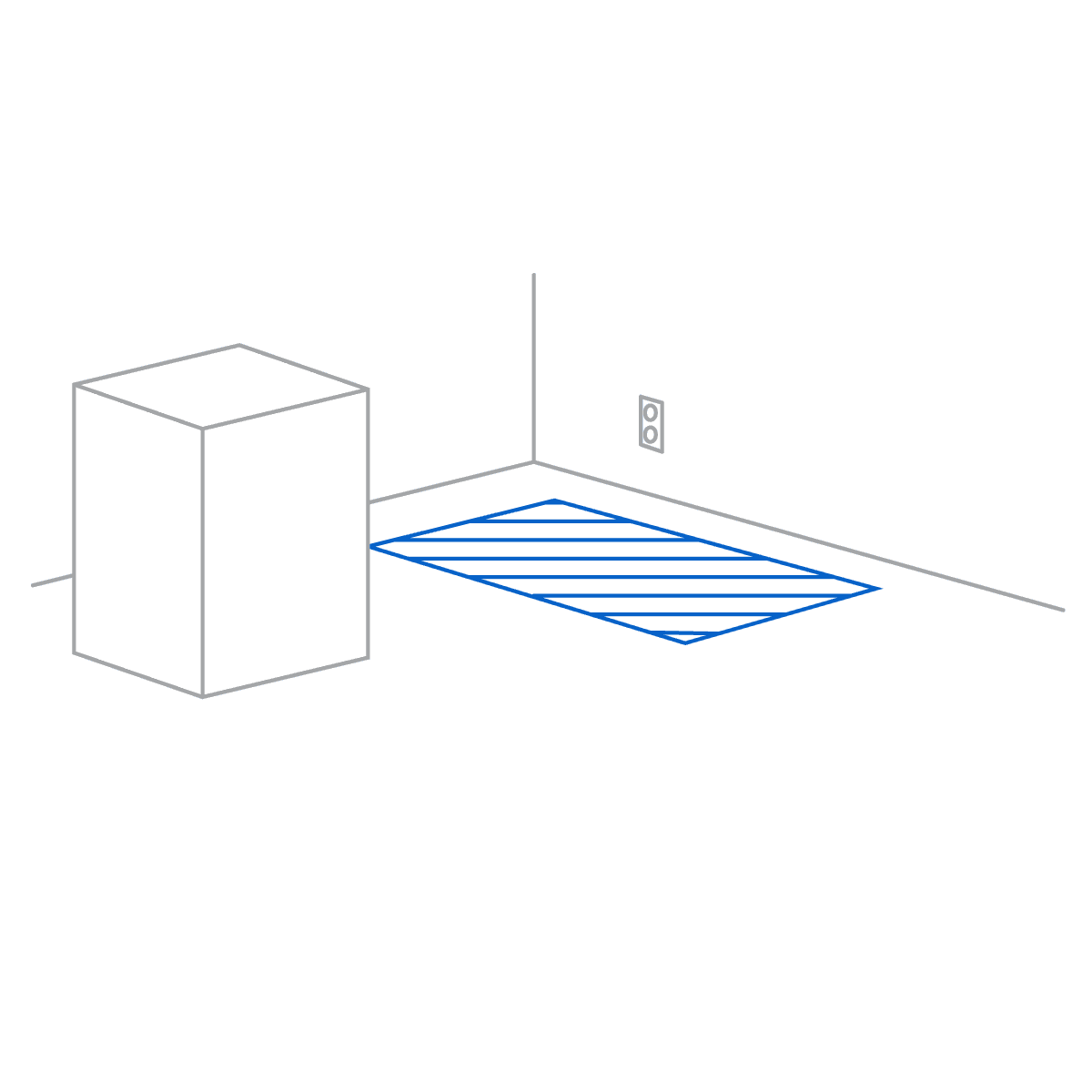 プリンタのパッケージは、指定された設置場所の近くに一旦置きます。