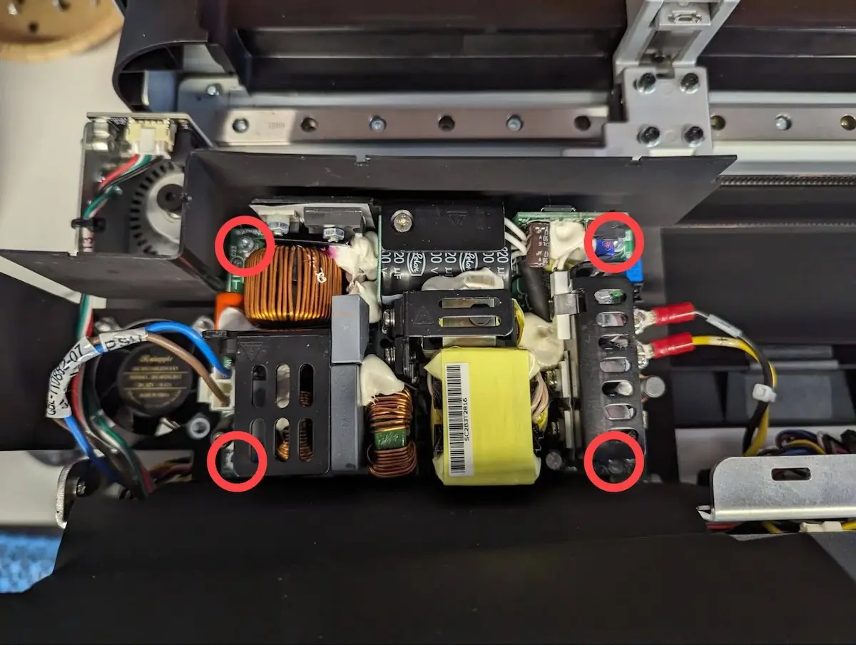 Form 4 power supply mounting screws