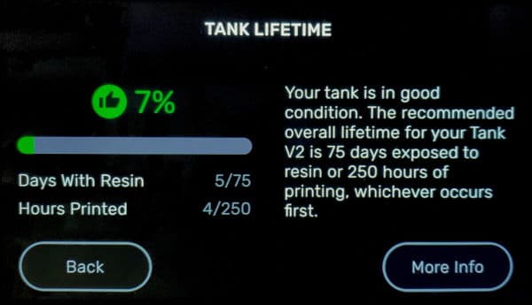 Remaining Form 3 resin tank lifetime