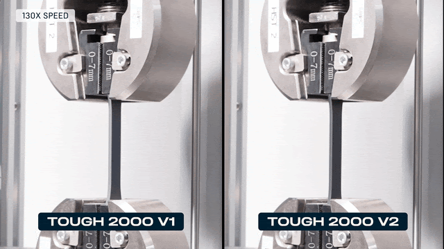 Tough 2000レジンV1とTough 2000レジンV2で造形したパーツの比較
