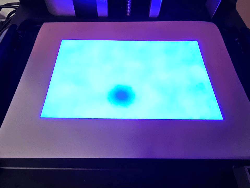 A Form 4 printer showing signs of a failed Backlight Unit