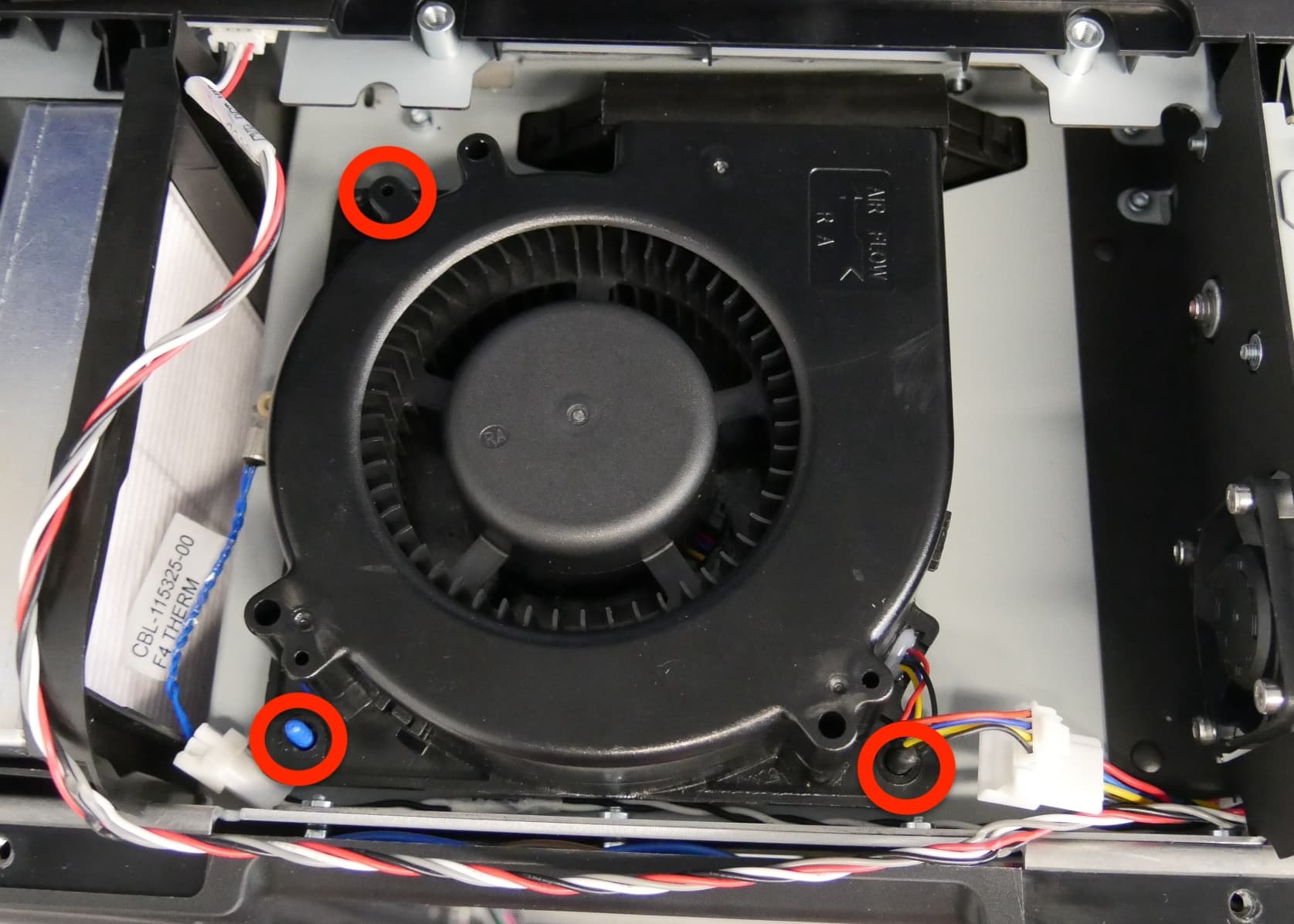 Form 4 LPU fan mounting hardware location annotated