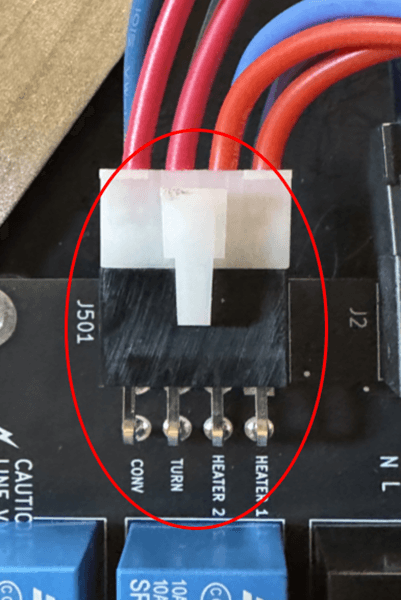 Close up of TURN on control board