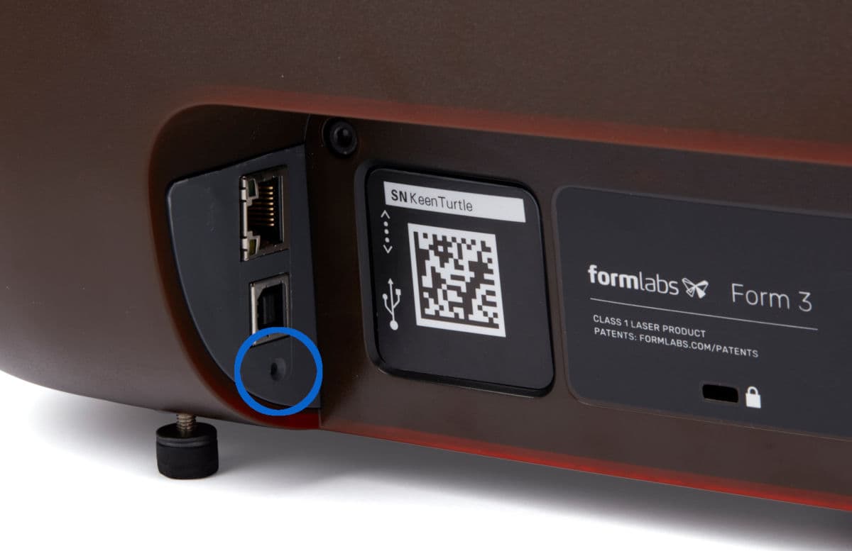 Bouton de Réinitialisation de la Form 3+.
