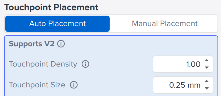 Touchpoint placement parameters for Supports V2