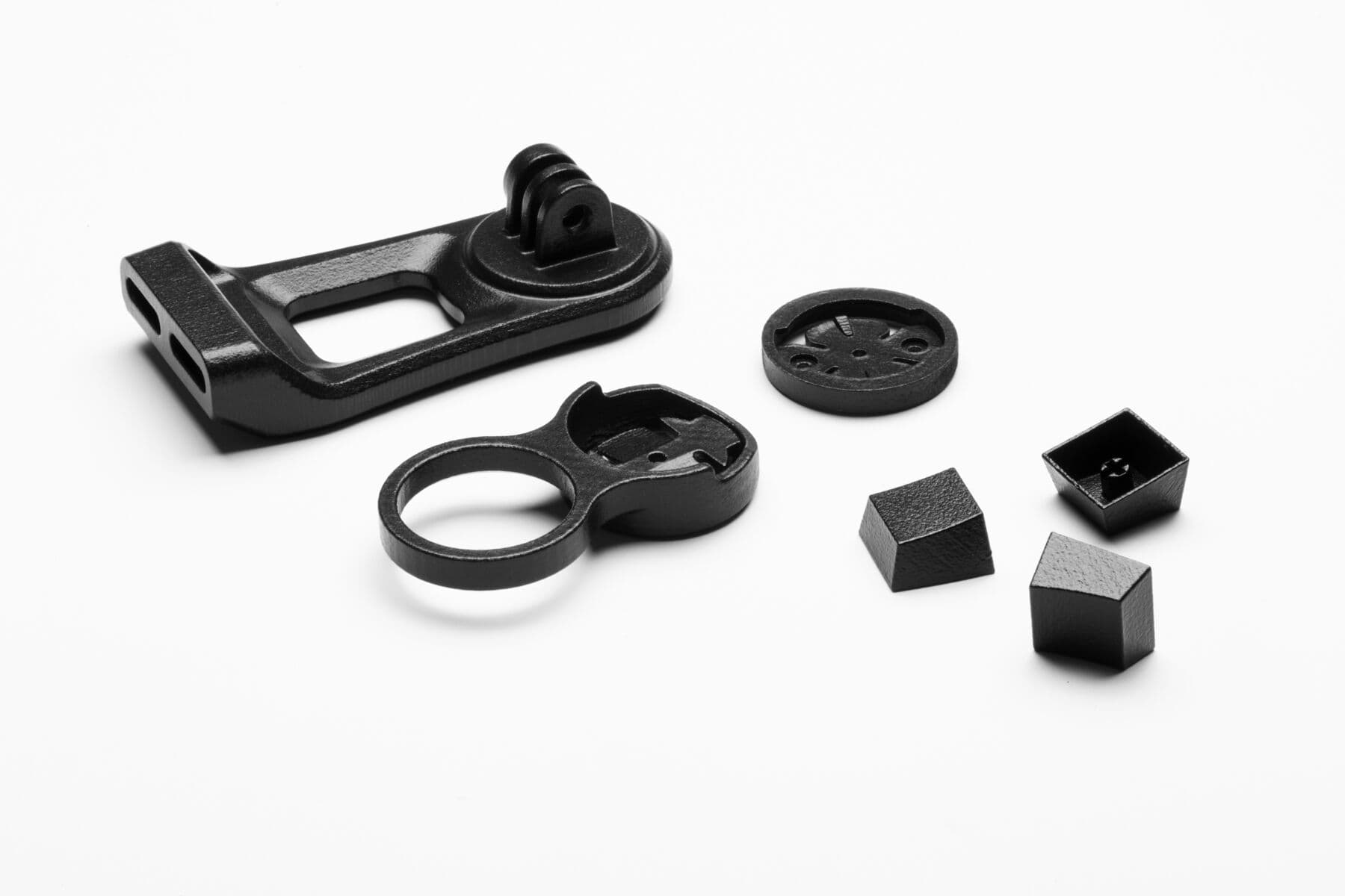 vapor smoothed sls 3d printed bike computer mount assembly and keyboard kaps