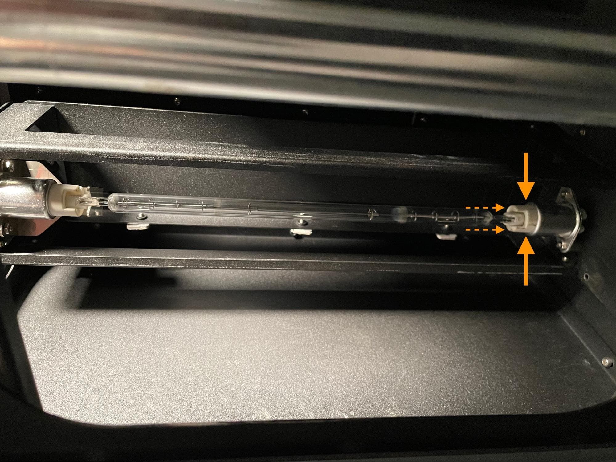 Step 2: Insert the quartz tube heater into the rear socket