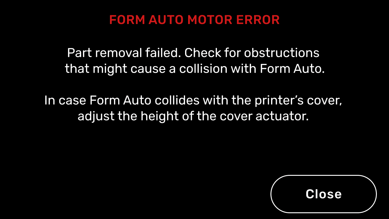Form Auto error message: Motor error