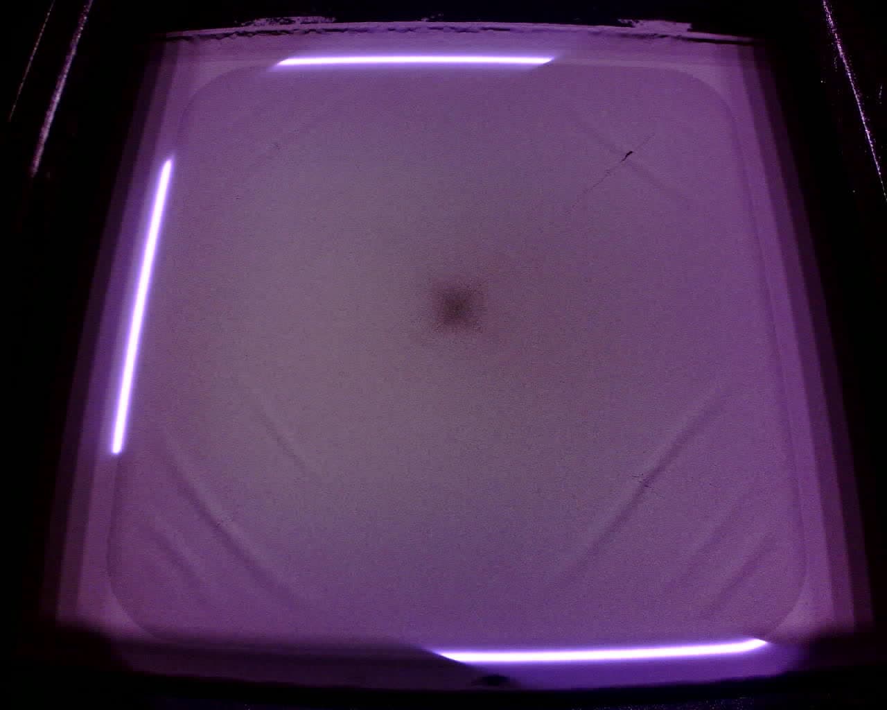 Optics check showing a diffuse laser spot