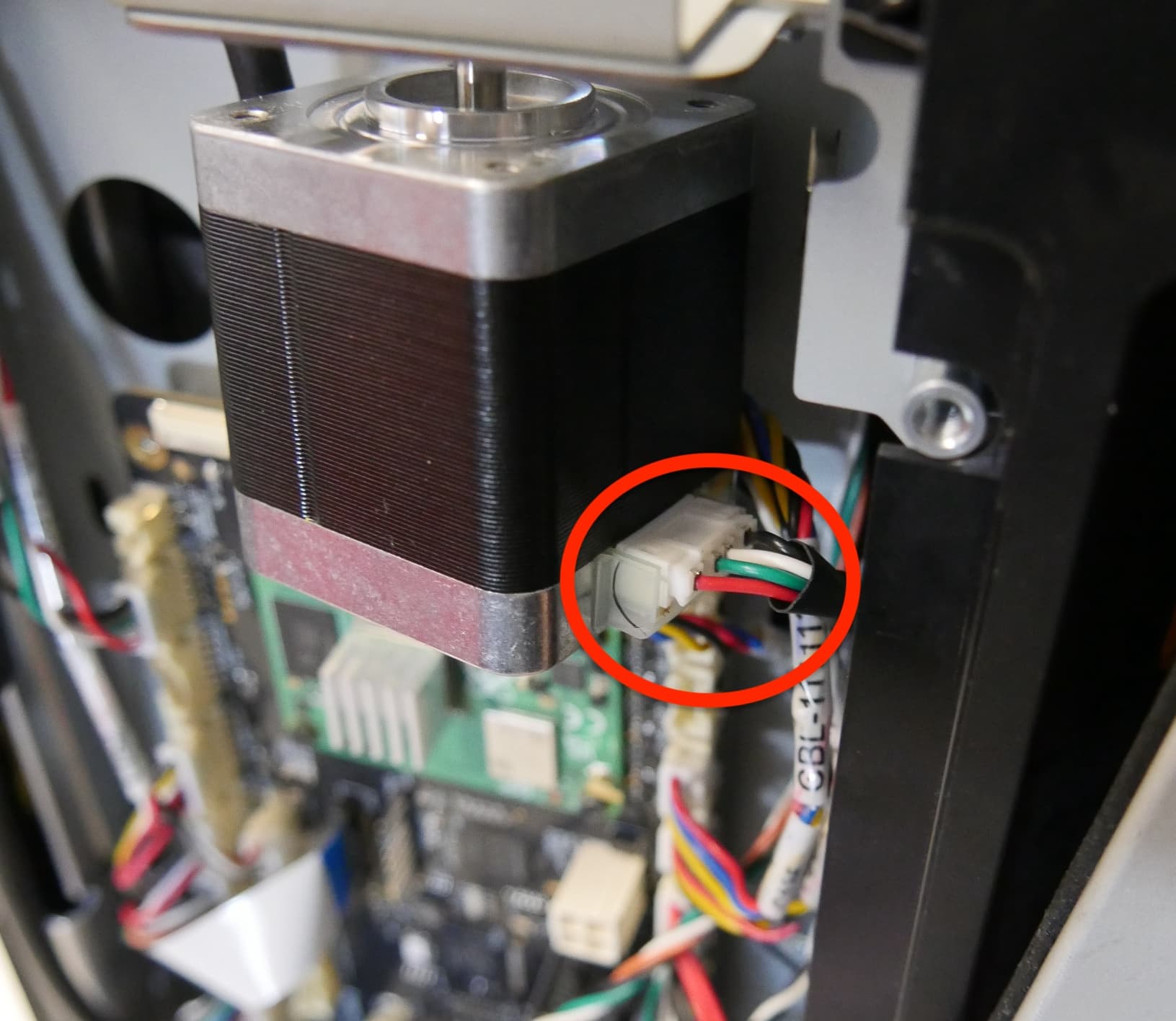 Step 1: Reconnect the mixer drive motor cable