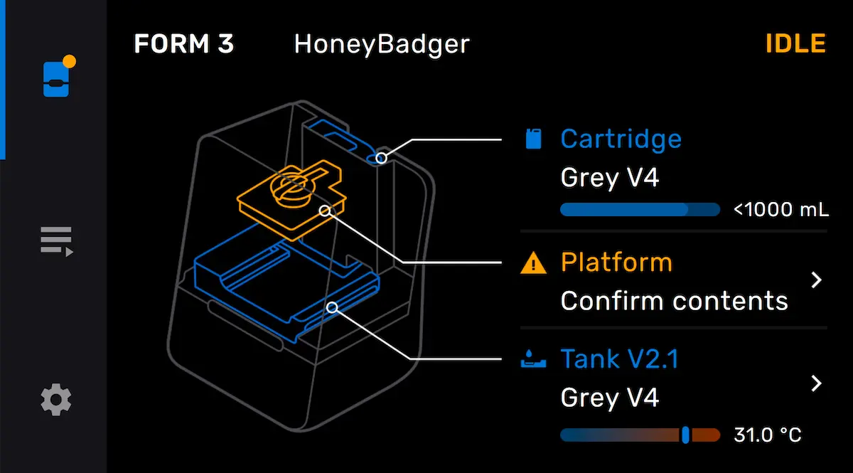 Idle Form 3 awaiting build platform confirmation