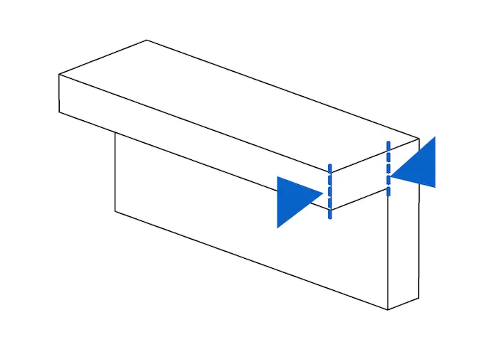 Diagram with unsupported overhang