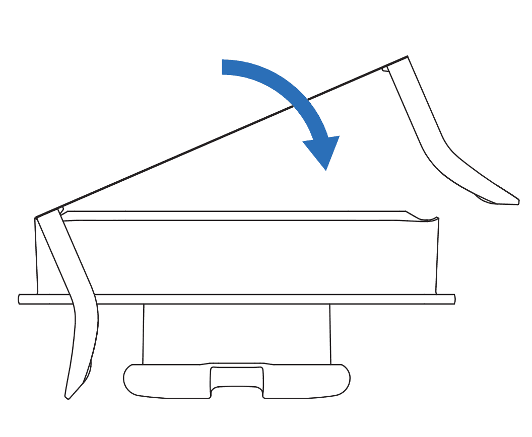 Rotating print surface downward