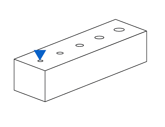 Diagram showing holes with different diameters
