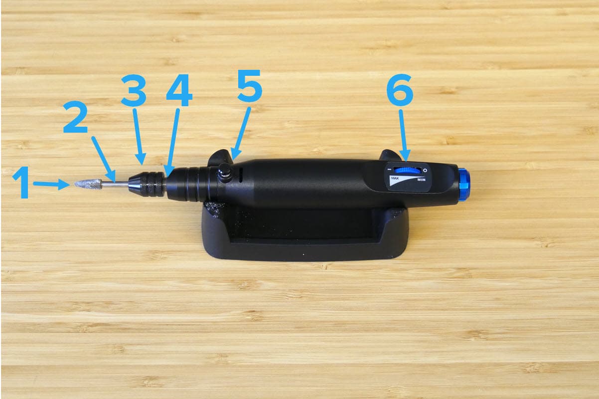 注釈付きの Formlabs Finishing Tool 回転工具