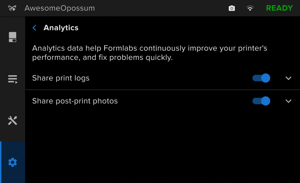 Form Studio 1 camera settings