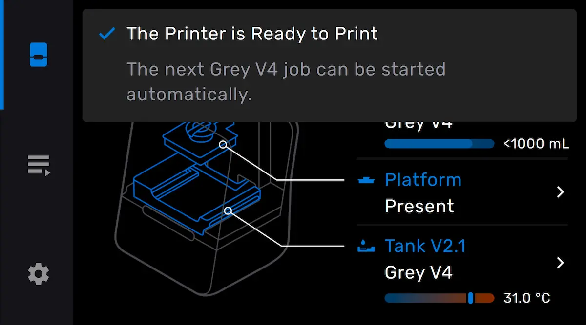Form 3 showing ready to print notification