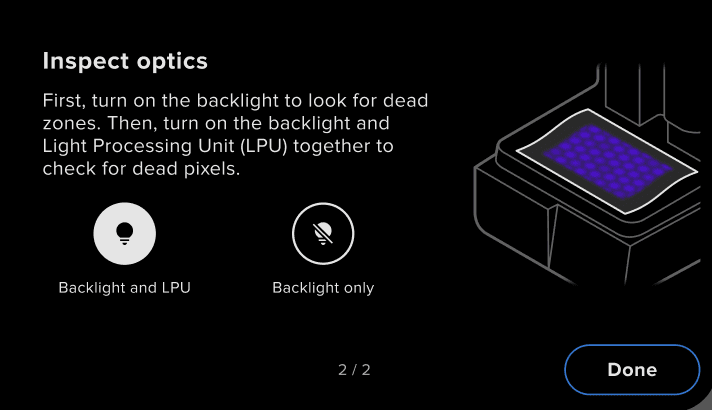 Testing the Backlight Unit and LPU together on a Form 4 generation printer